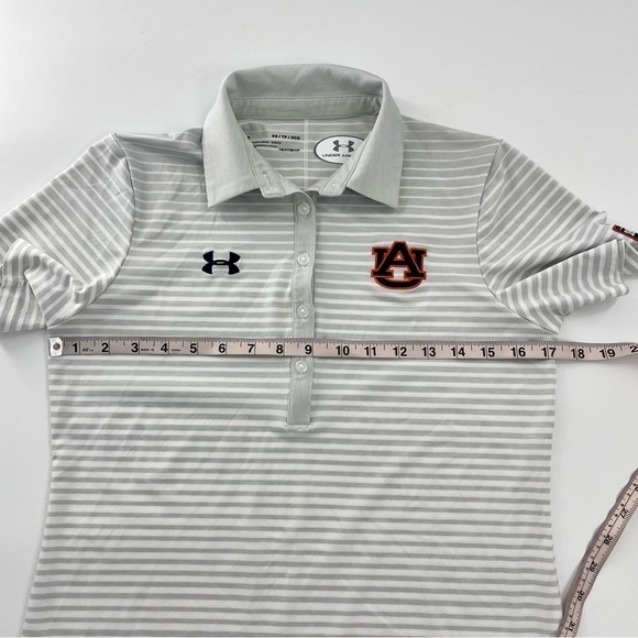 Under Armour HeatGear AUBURN Golf Polo Bundle in White Grey and White Stripe XS - Picture 13 of 16